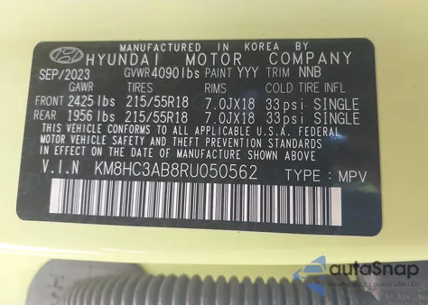 2024 Hyundai Kona Sel z USA, uszkodzony, nr VIN KM8HC3AB8RU050562